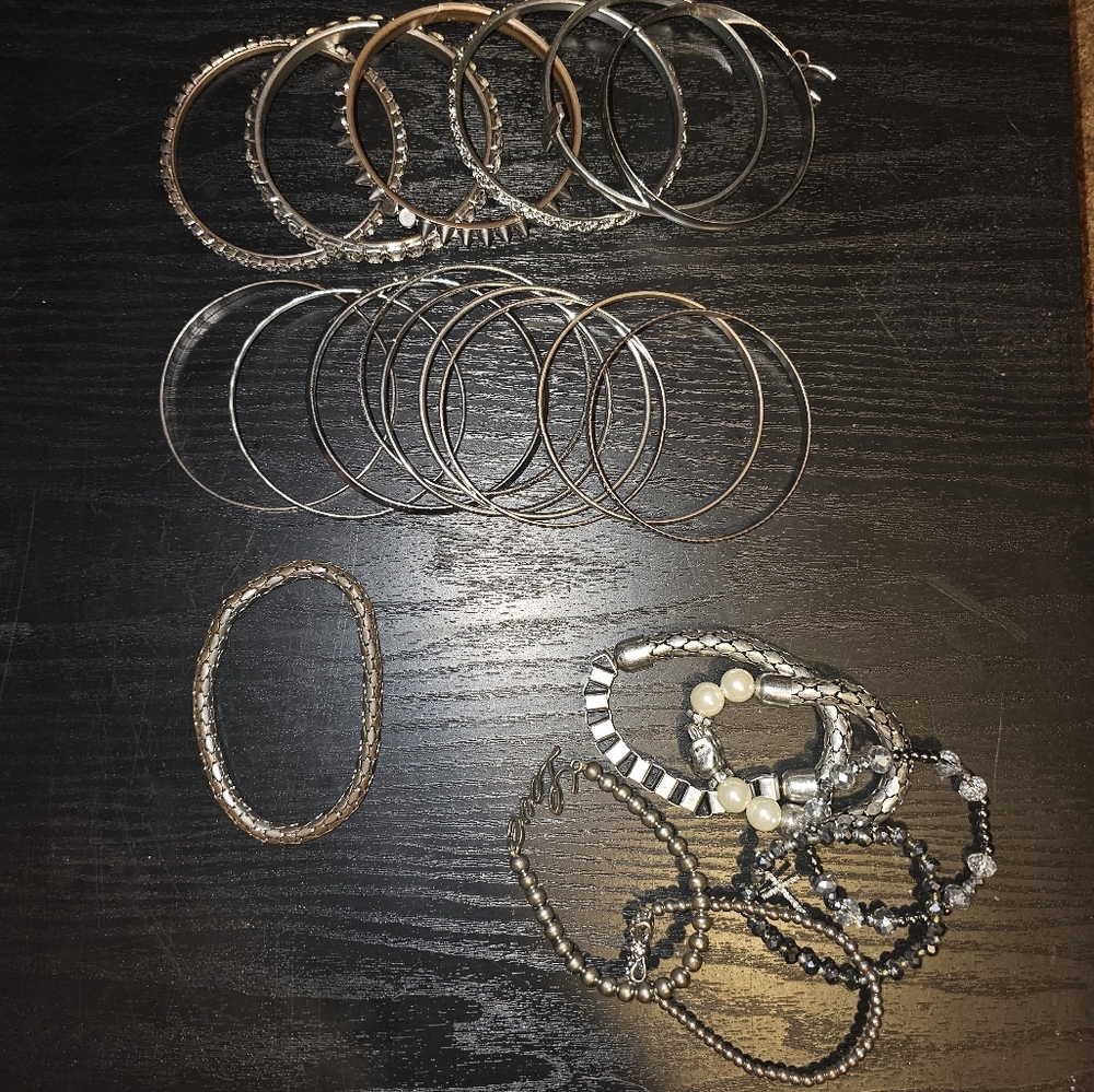 22 Bracelets Set | Silver Plated